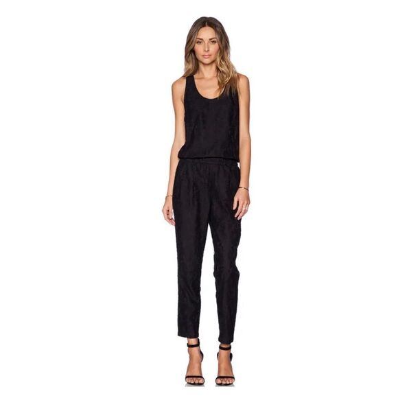 Joie Black Sleeveless V-Neck Jumpsuit Women's Size Medium - Picture 1 of 11